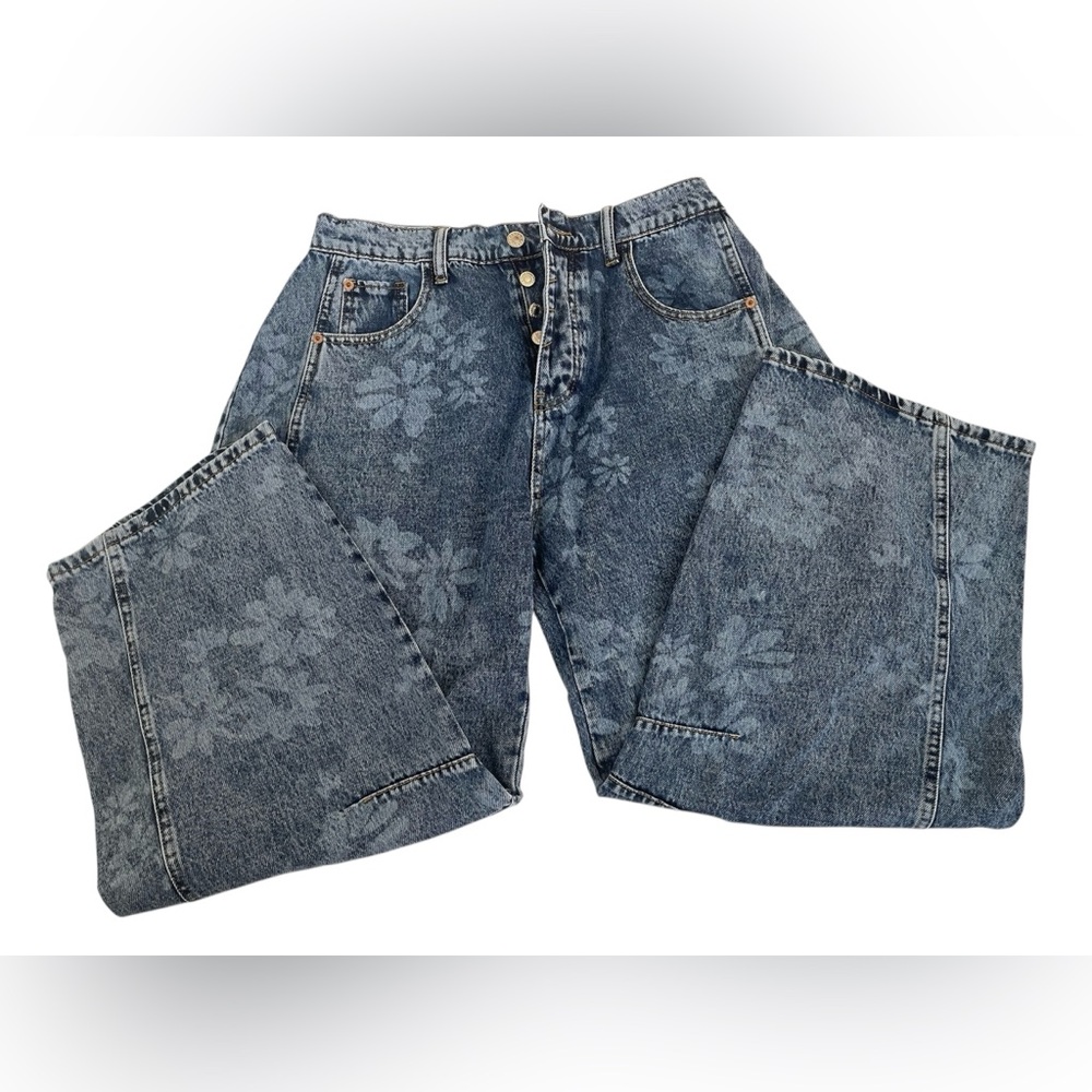 Sweet Lovely by Jen Floral Print denim barrel Jeans size large